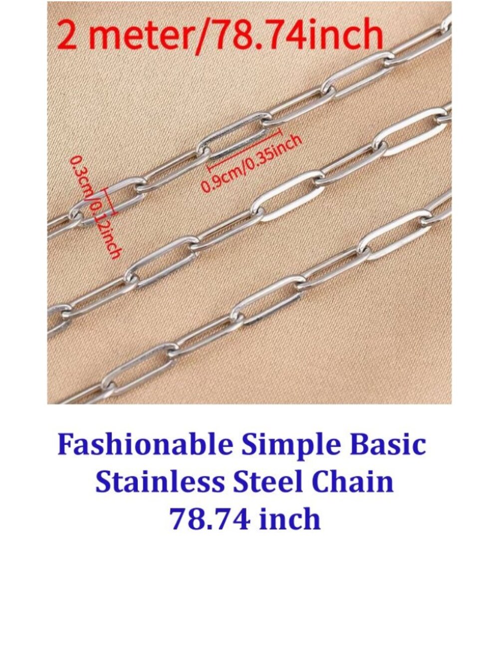 Fashionable Simple Basic Stainless Steel Chain 78.74 inch